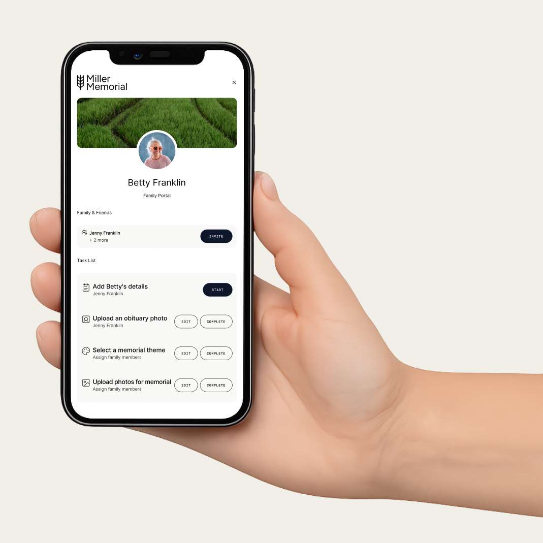 Mockup of family portal on mobile phone