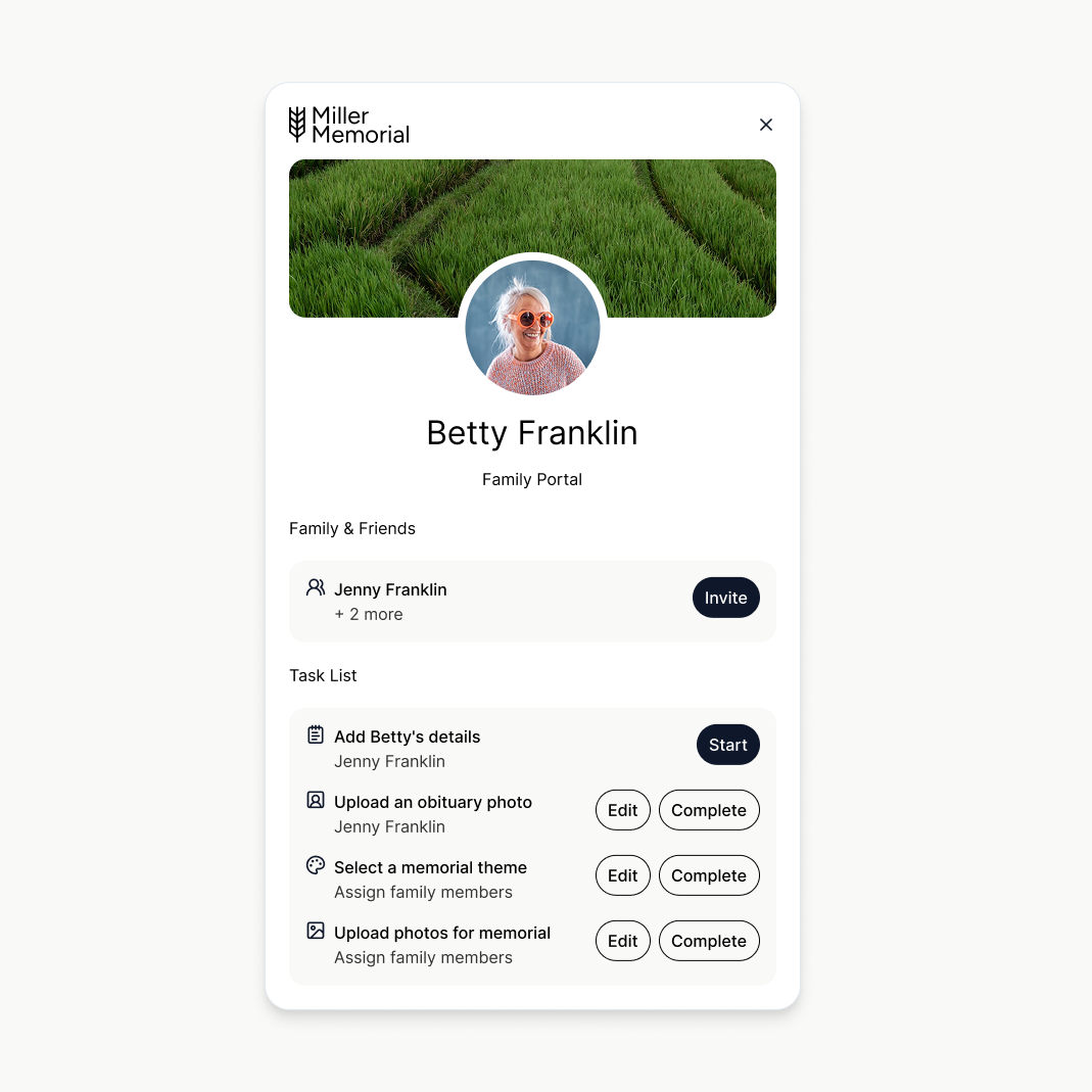 A screenshot showing the family portal and tasks